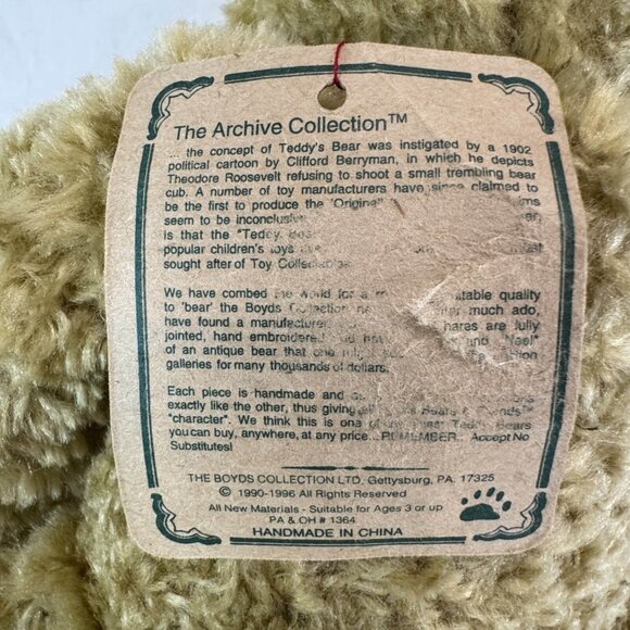 Boyds Mathew Growler Teddy Bear Plush Stuffed Animal w Tags Voice Fully Jointed - Picture 7 of 8